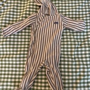 Patagonia Brown and Cream Striped Kids Footie
